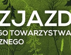 na zielonym tle z zarysami traw, gałęzi i liści widnieje biały napis: LX Zjazd Polskiego Towarzystwa Botanicznego