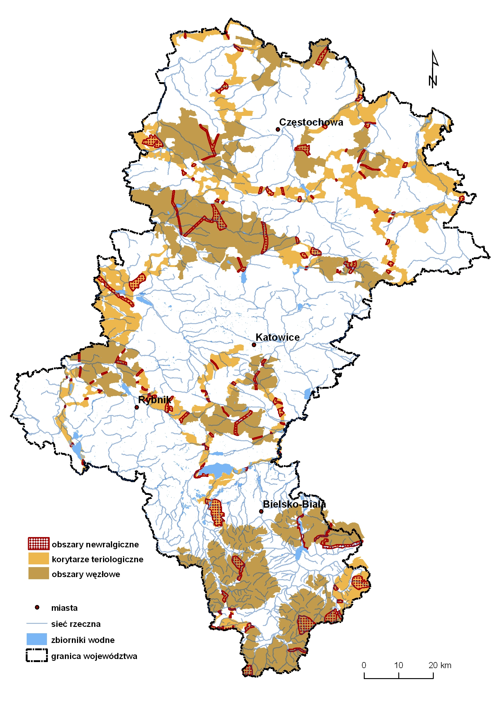 Korytarze ekologiczne w województwie śląskim – koncepcja do planu zagospodarowania przestrzennego województwa - korytarze dla ssaków kopytnych (2016)