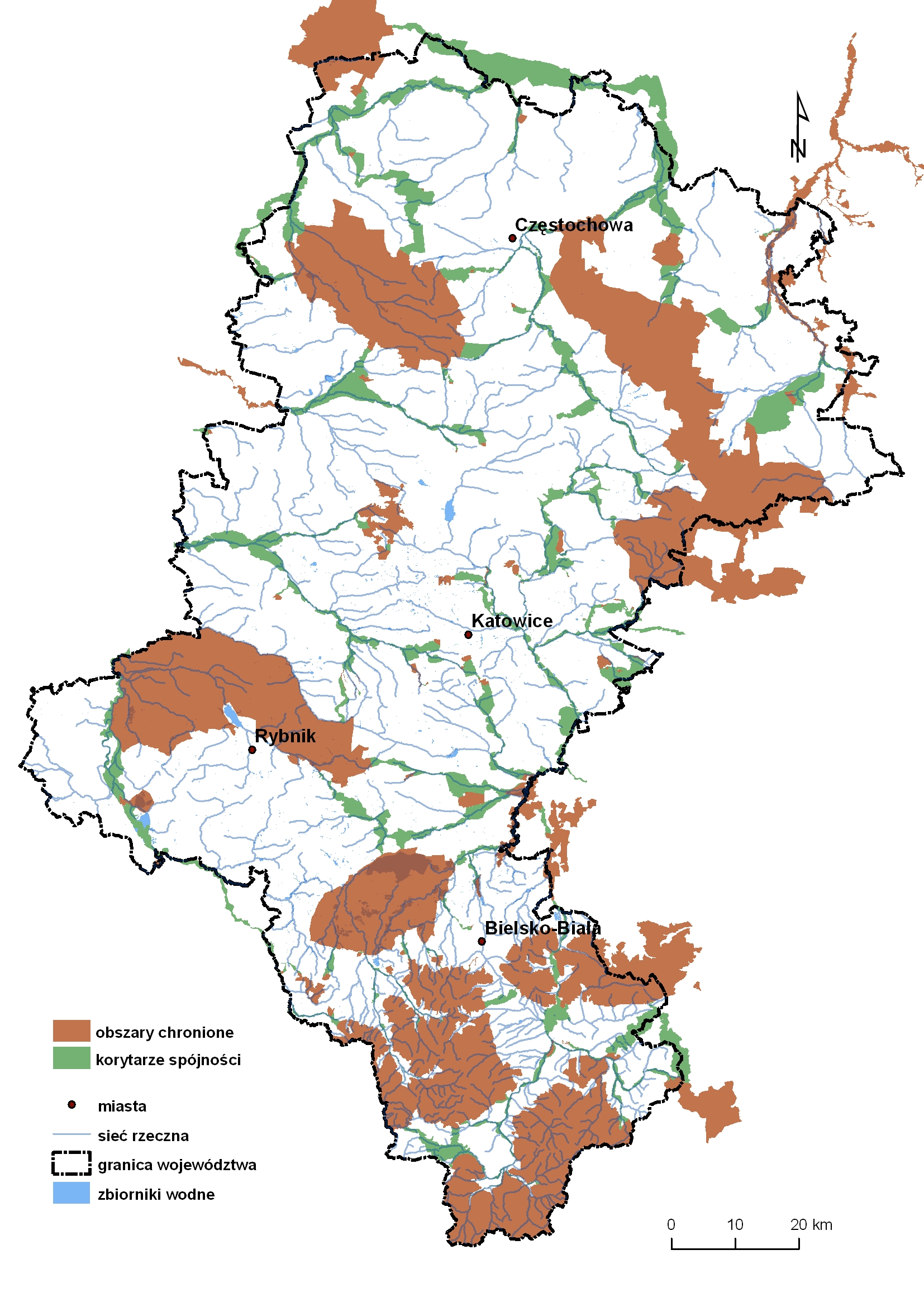 Korytarze ekologiczne w województwie śląskim – koncepcja do planu zagospodarowania przestrzennego województwa - korytarze spójności (2016)