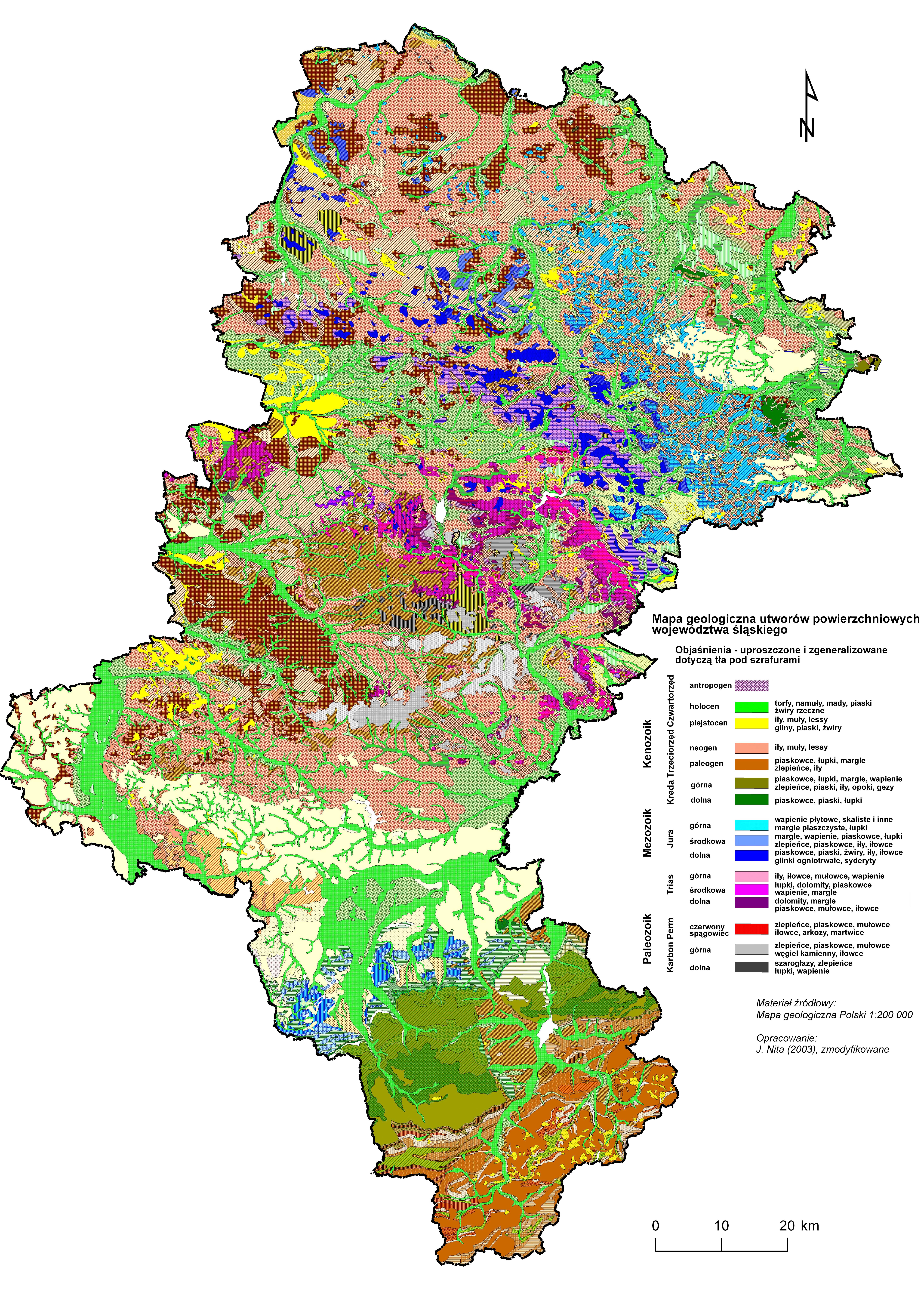 Mapa geologiczna utworów powierzchniowych województwa śląskiego