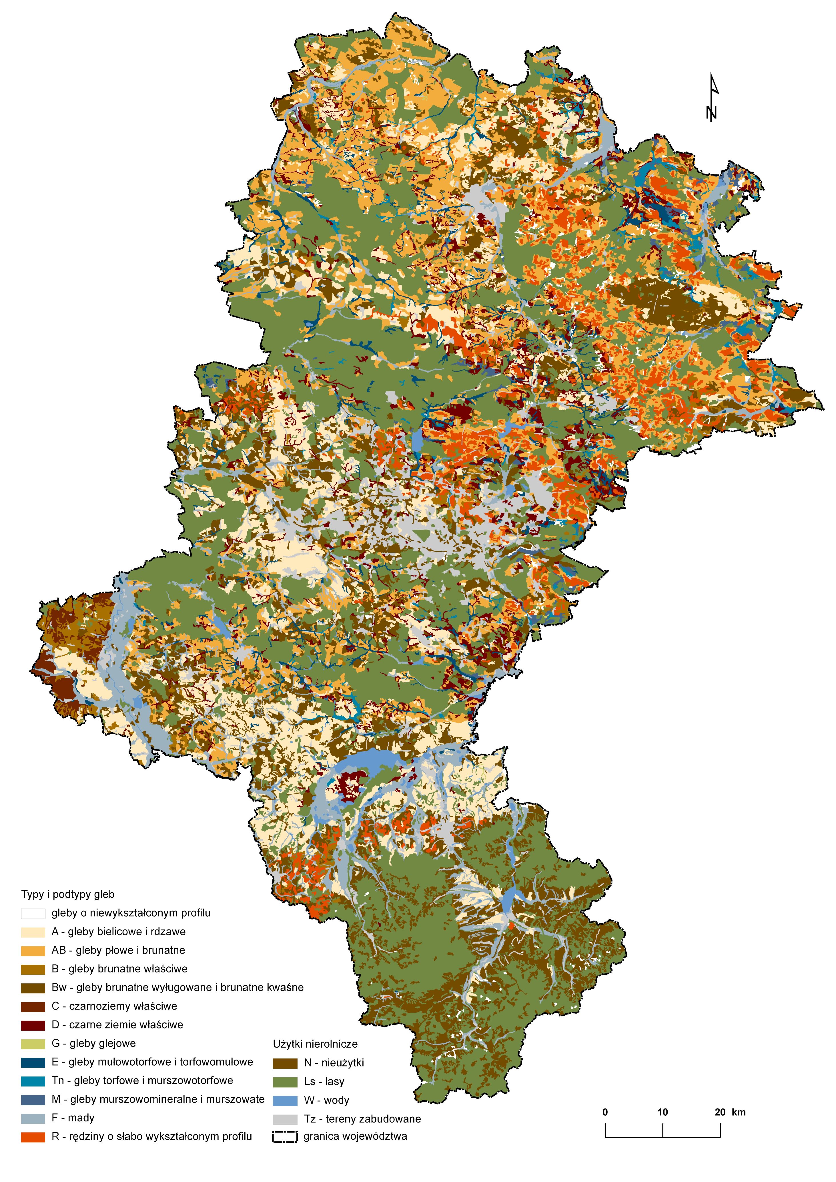 Typy i podtypy gleb w województwie śląskim (2015)