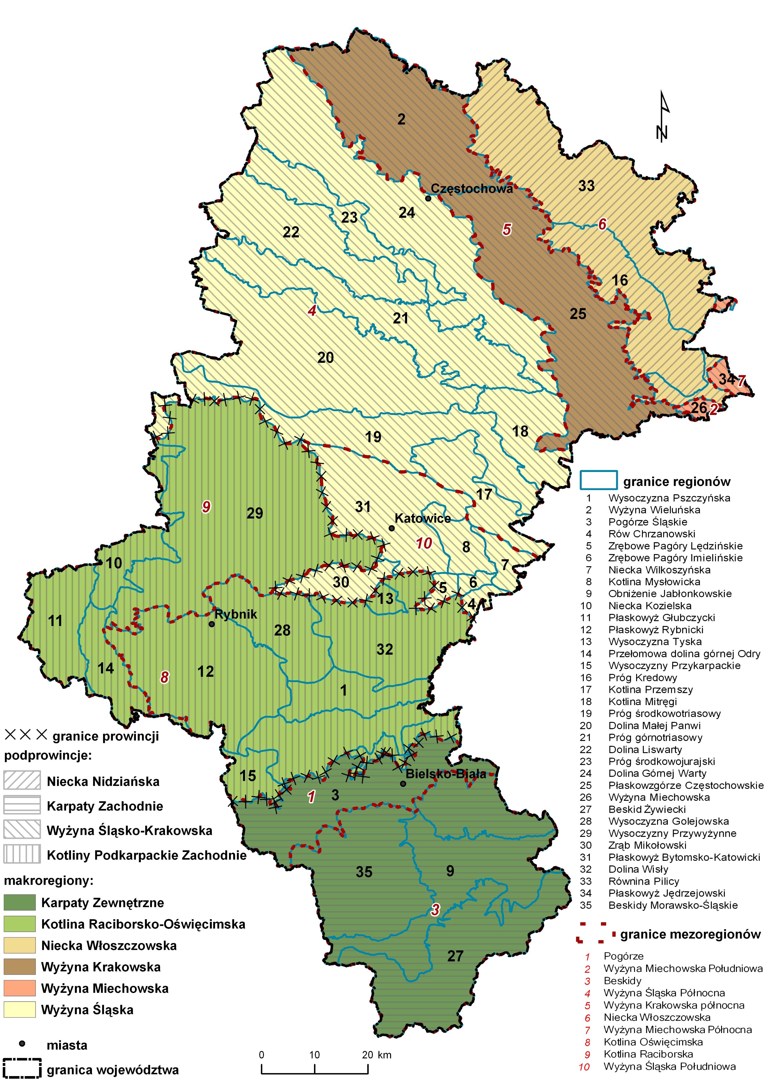 Regionalizacja geomorfologiczna województwa śląskiego (2015)