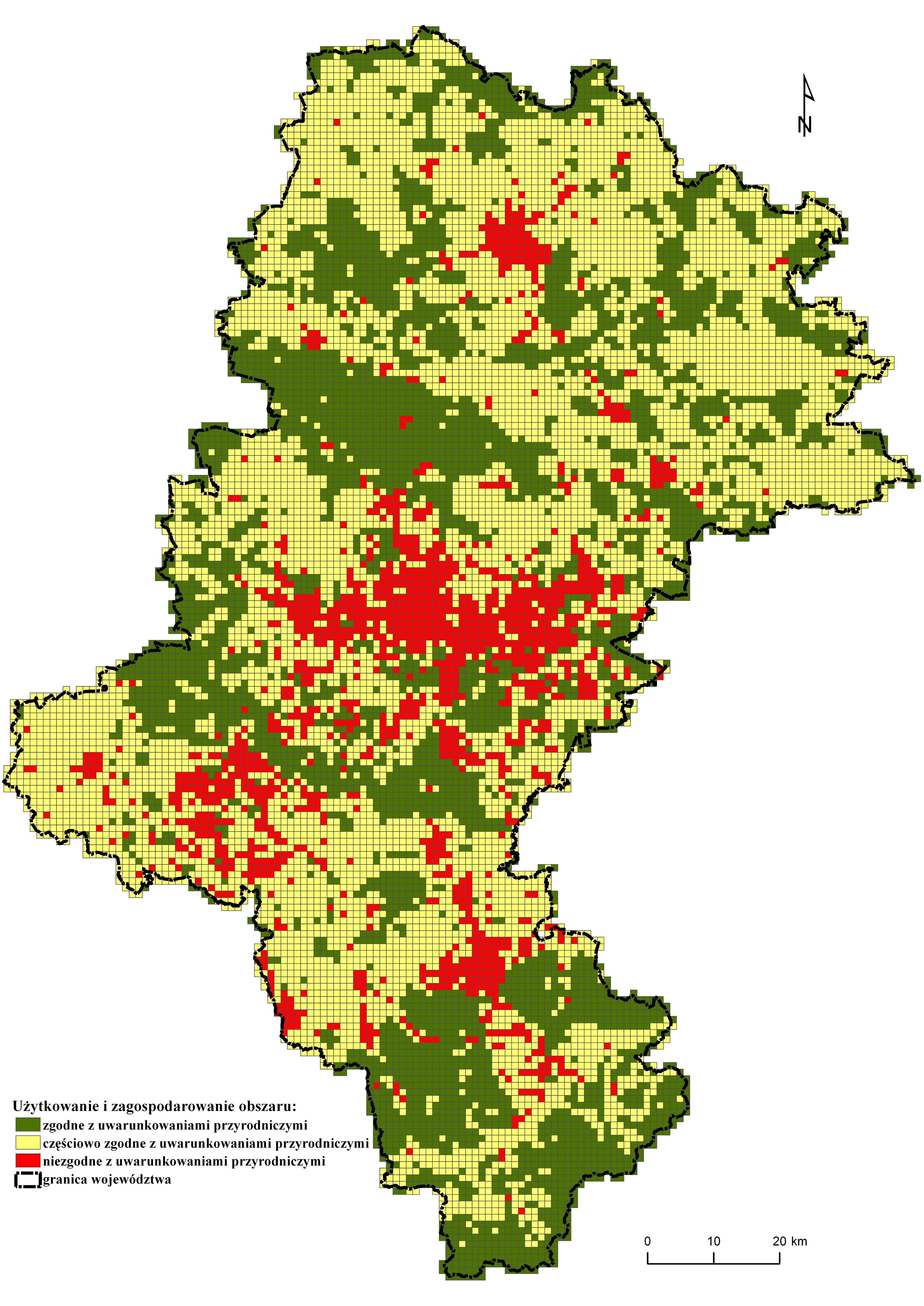 Zgodność użytkowania i zagospodarowania obszaru województwa z uwarunkowaniami przyrodniczymi (2015)