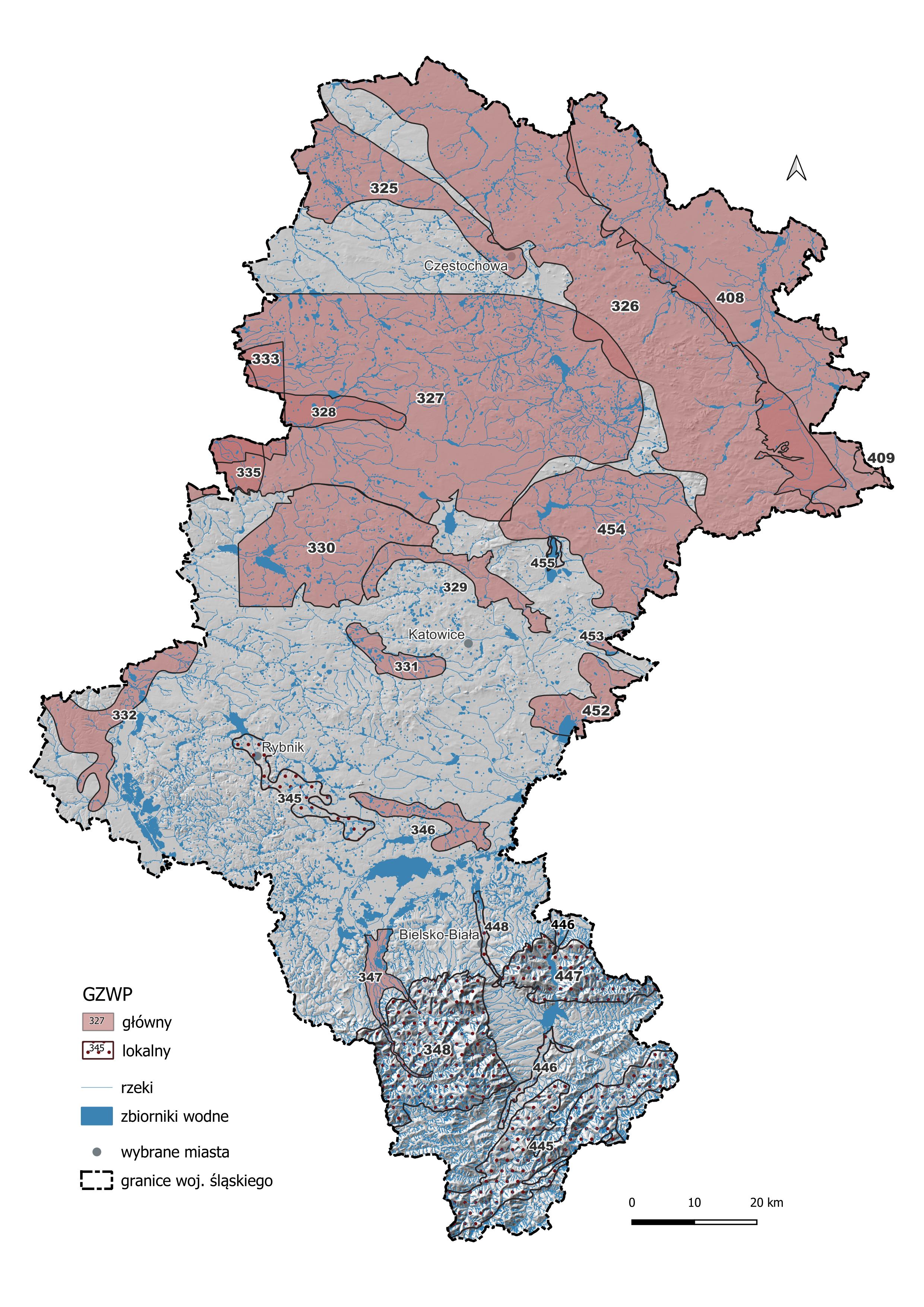 Mapa wód podziemnych województwa śląskiego