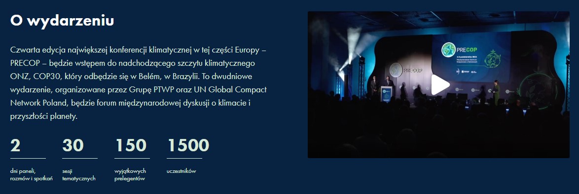 Grafika informacyjna konferencji PreCop29, główne informacje o konferencji.