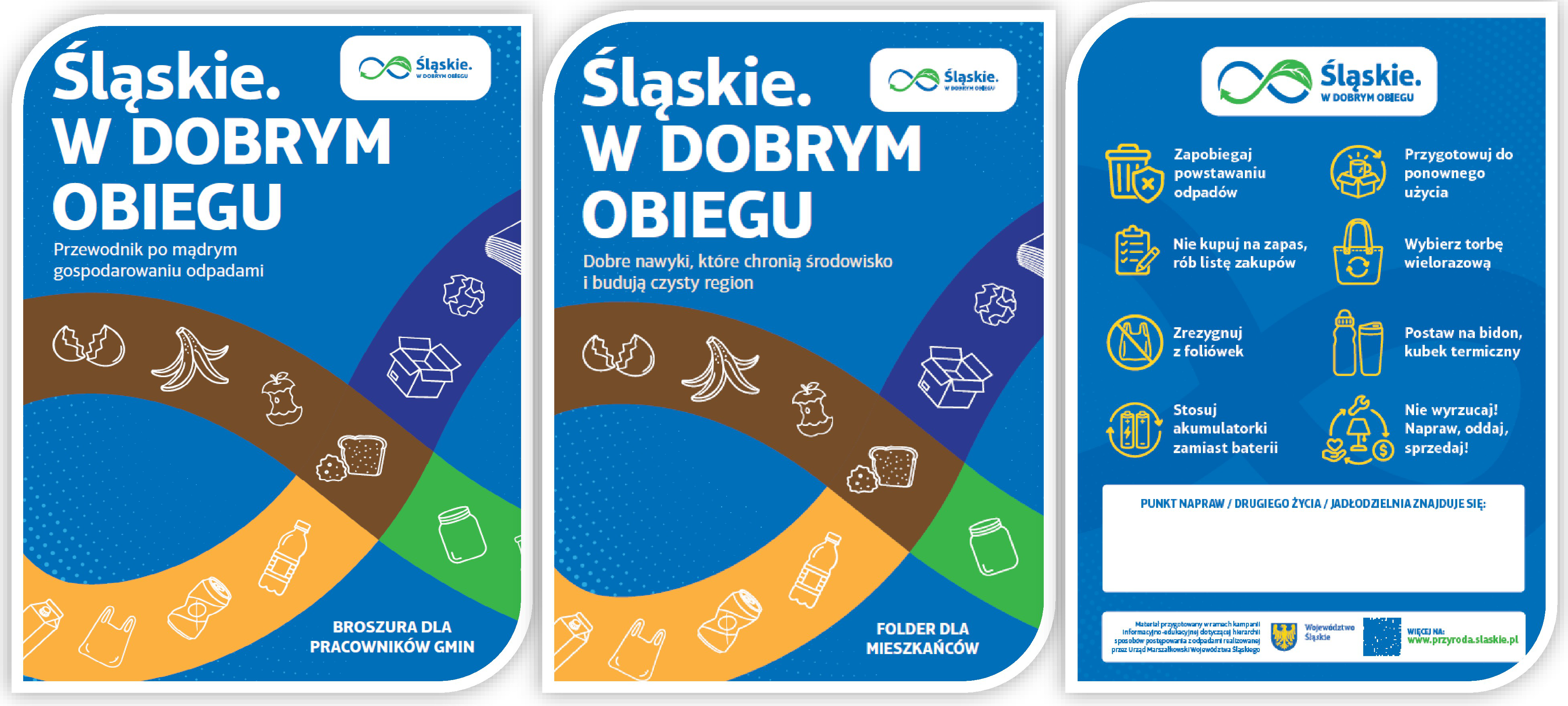 Śląskie. W DOBRYM OBIEGU. Szata graficzna broszury, folderu i plakatu.